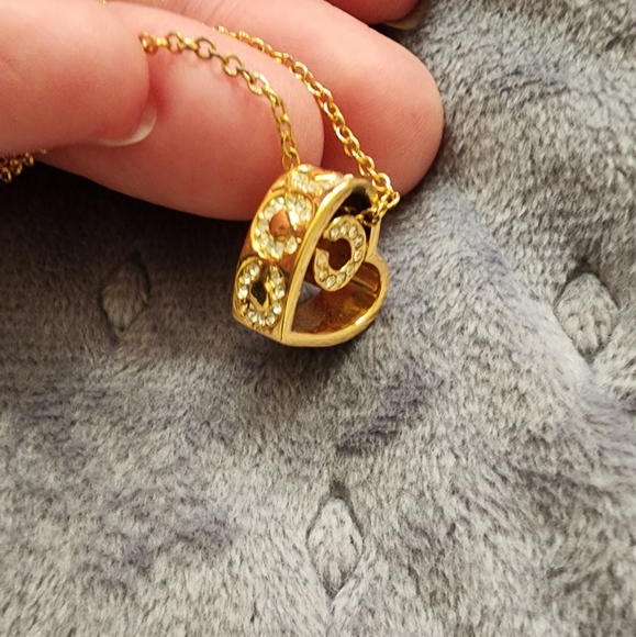 Coach Open Heart Pave CZ Gold Necklace - Picture 6 of 12